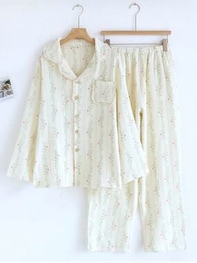 The Fleece Company - The Bloom - 100% Muslin Cotton Pajama Set - Large